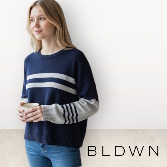 baldwin Sweaters - Baldwin BLDWN Women’s Wool Cashmere Preppy Striped Crewneck Sweater M2BSC061001